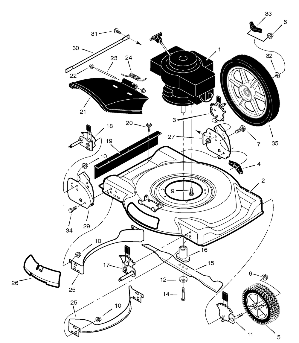 Housing Assembly Diagram and Parts List for 225114X194A 2005 Briggs and Stratton Lawn Mower